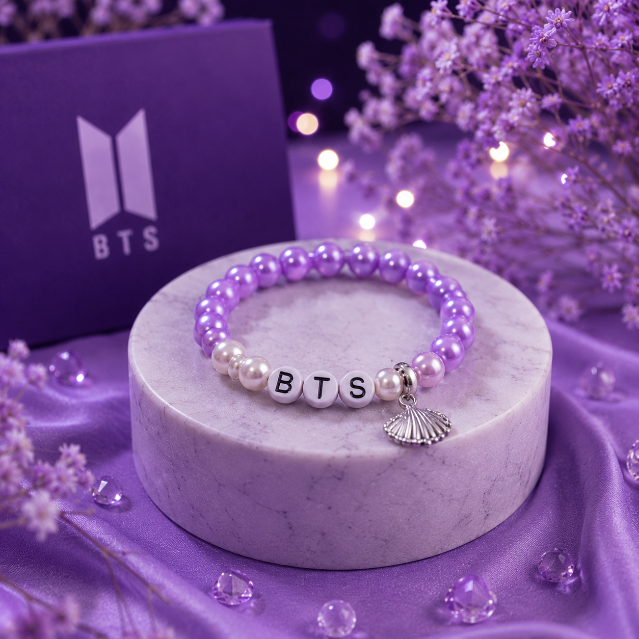 BTS Inspired Purple Beaded Bracelet