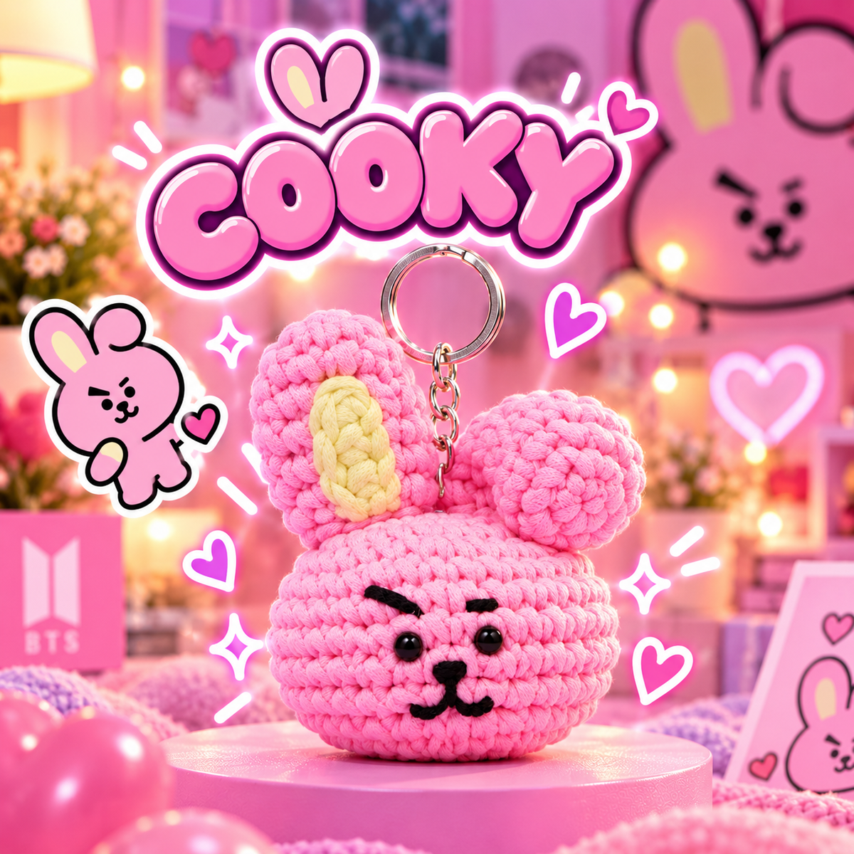 COOKY Crochet Keychain | Handmade BT21-Inspired Bag Charm