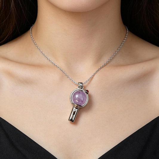 Kpop BTS Inspired Purple Gemstone Pendant Necklace for Women & Girls