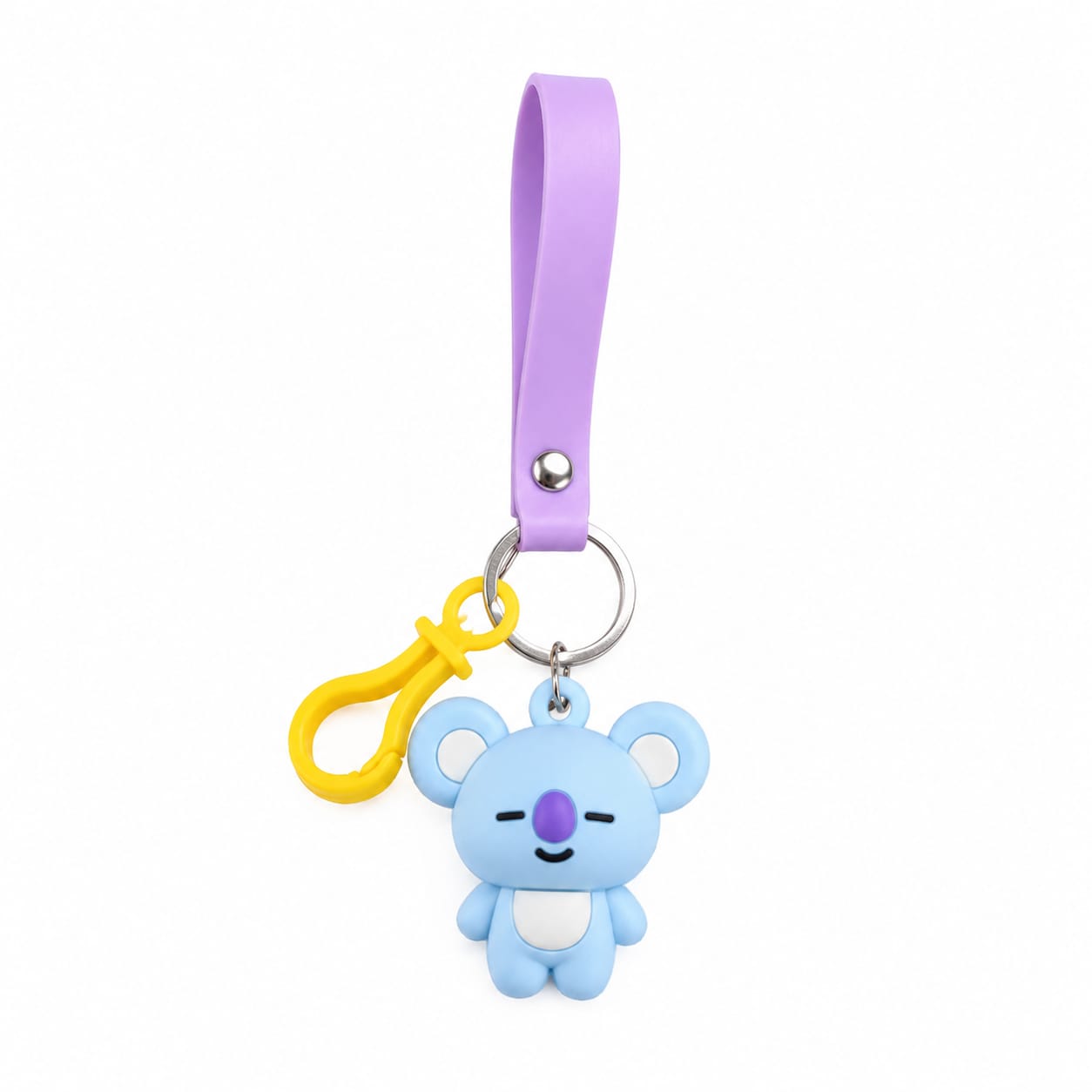 BTS BT21 Koya Silicone Keychain with Wrist Strap | Cute Cartoon Bag Charm & Key Ring