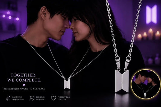 BTS Inspired Magnetic Couple Necklace – Two Hearts, One Connection | The Perfect K-Pop Couple Gift - BtsBand
