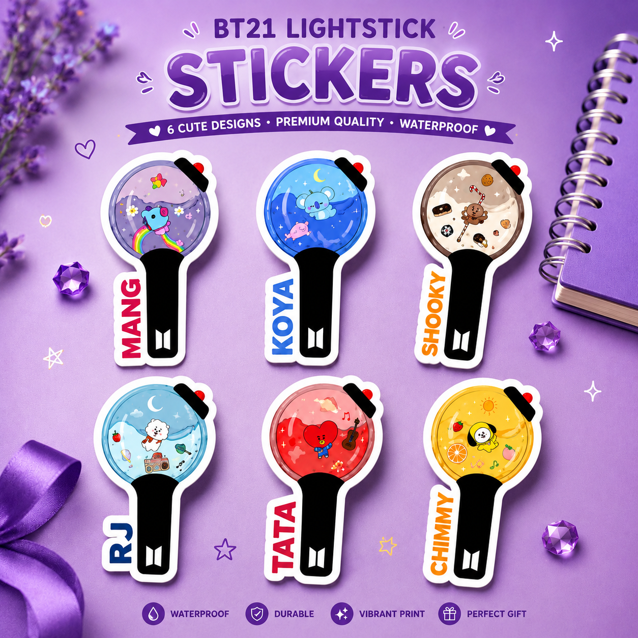 BT21 Lightstick Sticker Pack