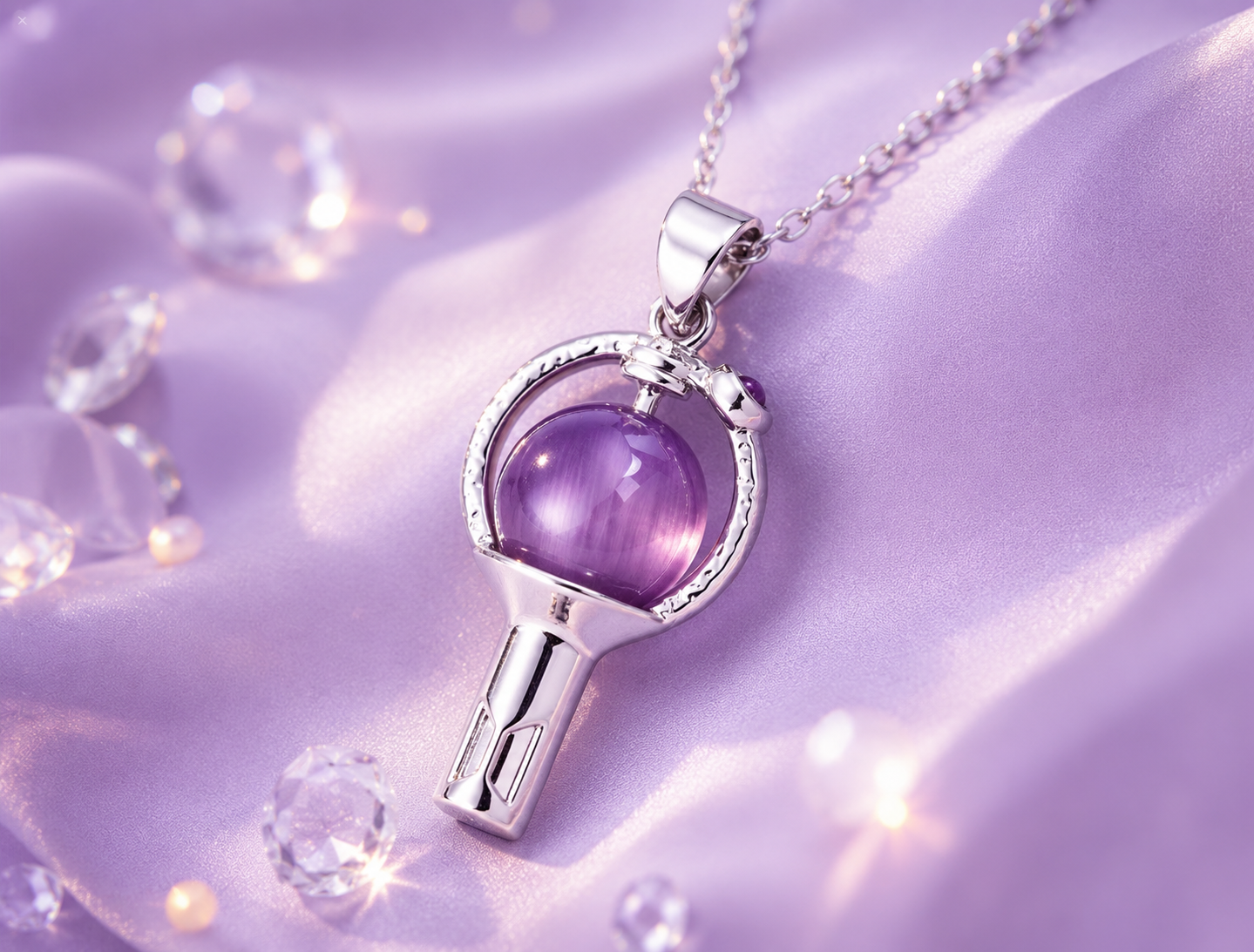 Kpop BTS Inspired Purple Gemstone Pendant Necklace for Women & Girls