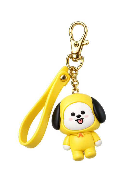 BTS BT21 Koya Silicone Keychain with Wrist Strap | Cute Cartoon Bag Charm & Key Ring