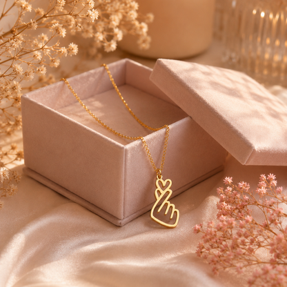 Cute Korean Finger Heart Pendant Necklace Gift