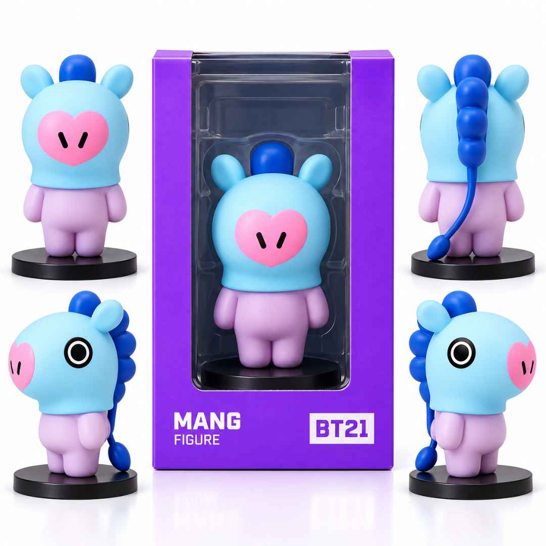 MANG figurine side view with blue mane and lavender body