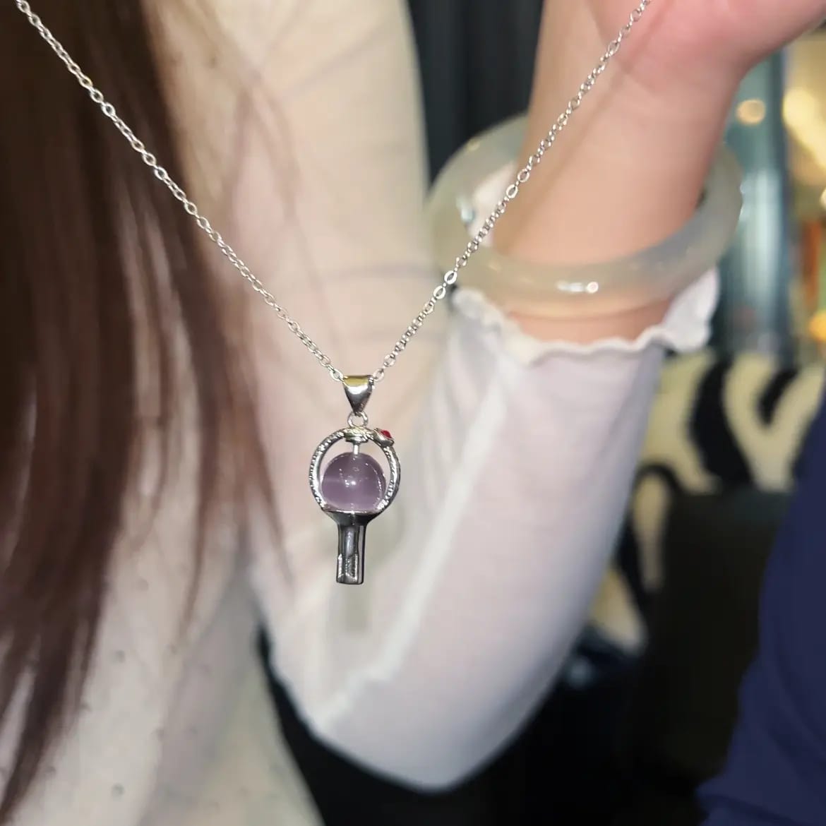 Kpop BTS Inspired Purple Gemstone Pendant Necklace for Women & Girls