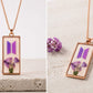BTS Inspired Purple Flower Pendant Necklace for ARMY Fans | K-Pop Resin Jewelry