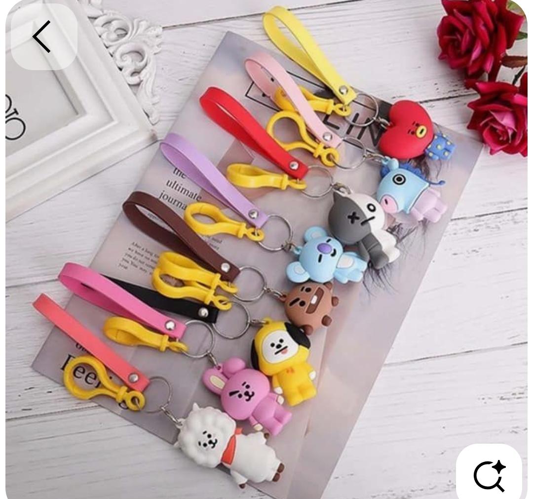 BT21 Cooky Silicone Keychain with Wrist Strap | Cute BTS Bunny Bag Charm & Key Ring for ARMY Fans
