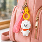 BT21 Cooky Silicone Keychain with Wrist Strap | Cute BTS Bunny Bag Charm & Key Ring for ARMY Fans