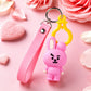 BT21 Cooky Silicone Keychain with Wrist Strap | Cute BTS Bunny Bag Charm & Key Ring for ARMY Fans