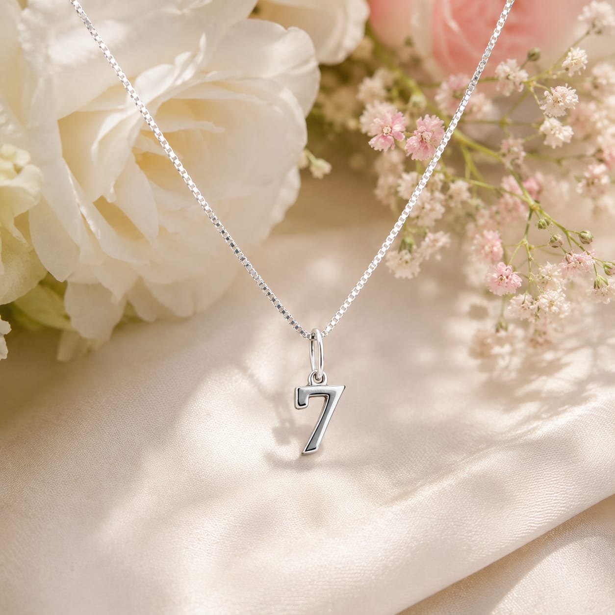 BTS Inspired Silver Number 7 Pendant Necklace | Korean Style Fashion Chain