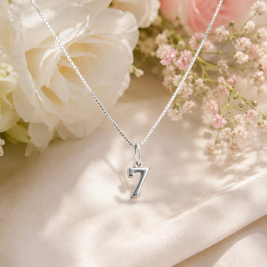 BTS Inspired Silver Number 7 Pendant Necklace | Korean Style Fashion Chain