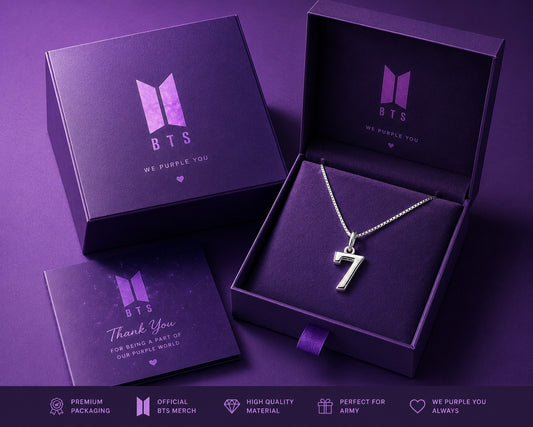 BTS Inspired Silver Number 7 Pendant Necklace | Korean Style Fashion Chain