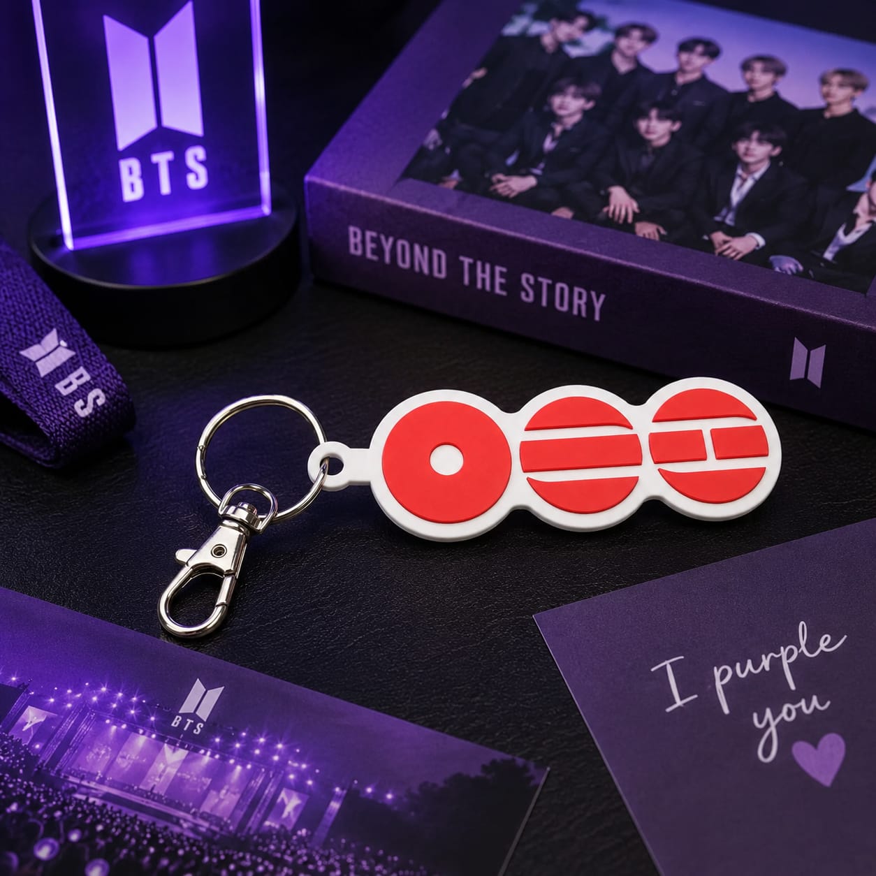BTS Inspired Red Logo Keychain