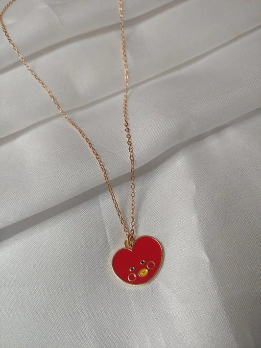 Cute Red Heart Pendant Necklace | Korean Style Fashion Chain for Girls