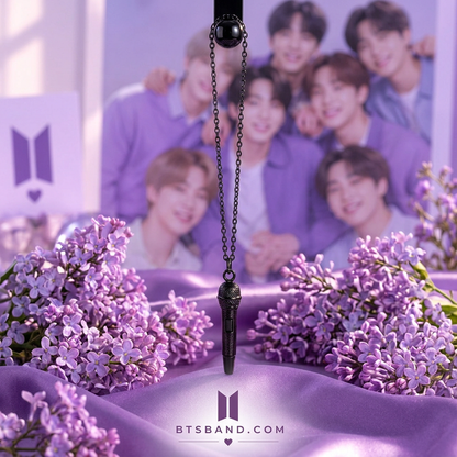 BTS Microphone Pendant Necklace – Colorful K-Pop Inspired Chain Necklace