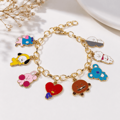 BT21 Inspired Gold Charm Bracelet for BTS ARMY for BTS ARMY Fans | BTS Band
