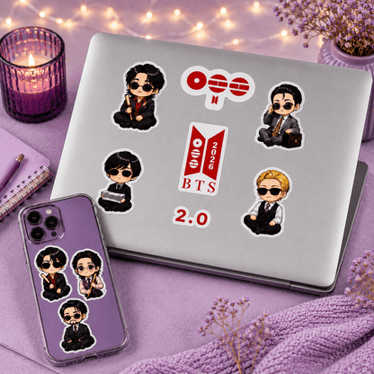 BTS 2026 Chibi Character Sticker Sheet – Premium Waterproof for BTS ARMY Fans | BTS Band