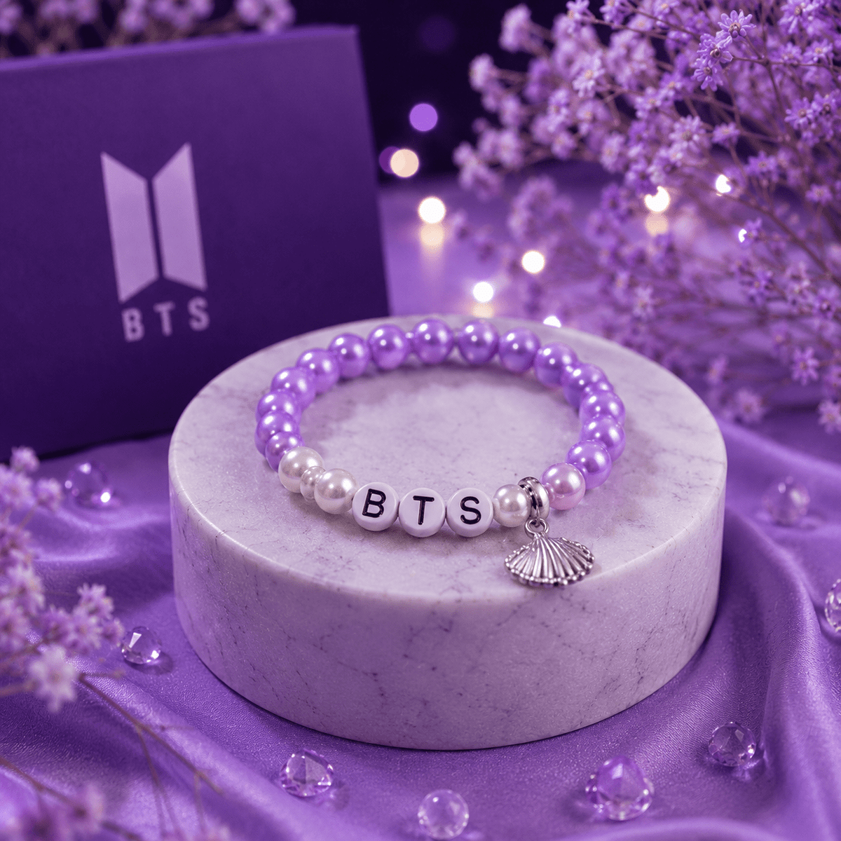 BTS Inspired Purple Beaded Bracelet