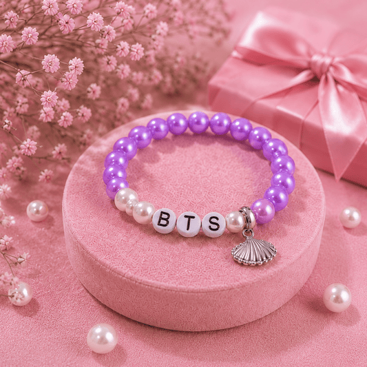 Stylish BTS Inspired Purple Beaded Bracelet Gift for ARMY