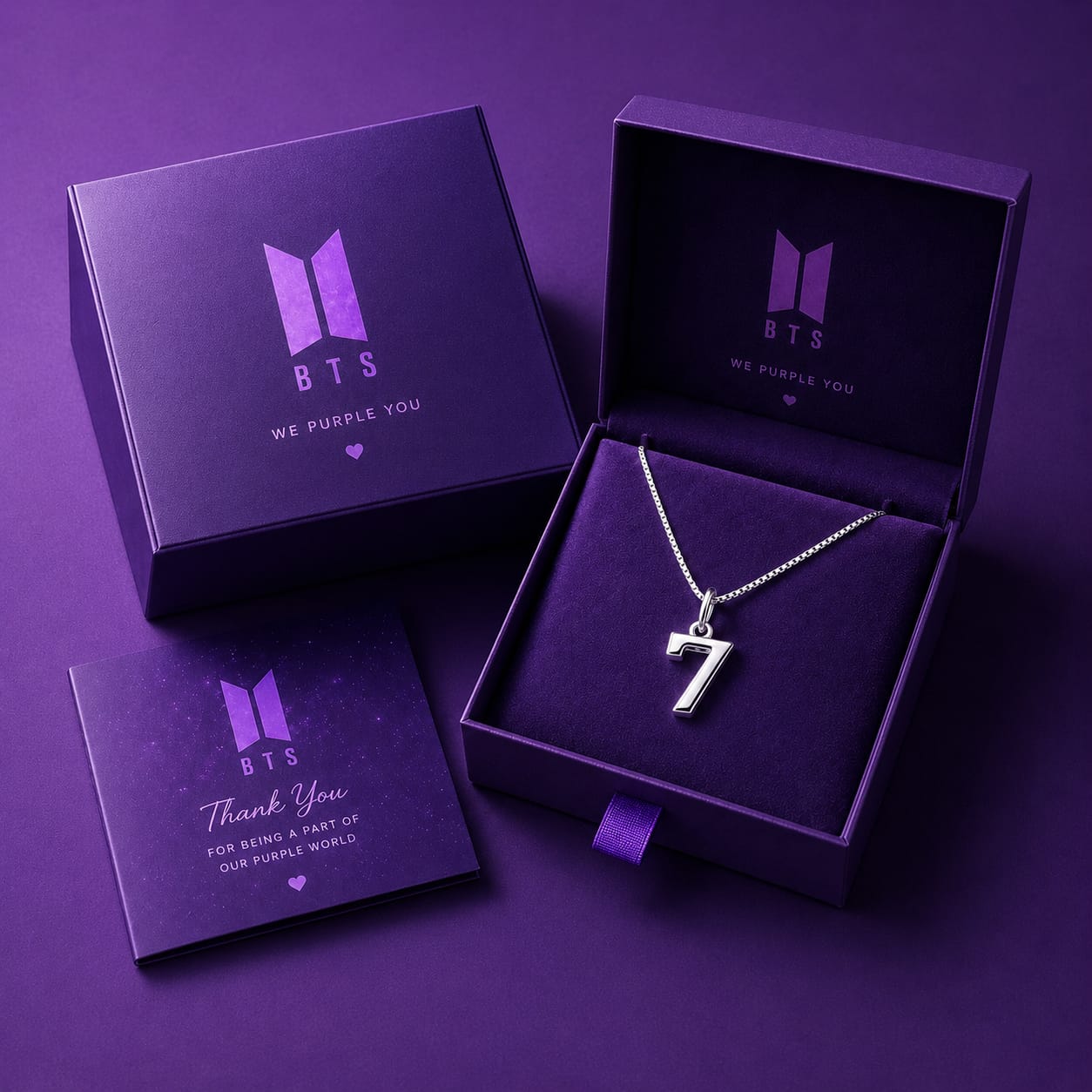 BTS Inspired Silver Number 7 Pendant Necklace | Korean Style Fashion Chain for BTS ARMY Fans | BTS Band
