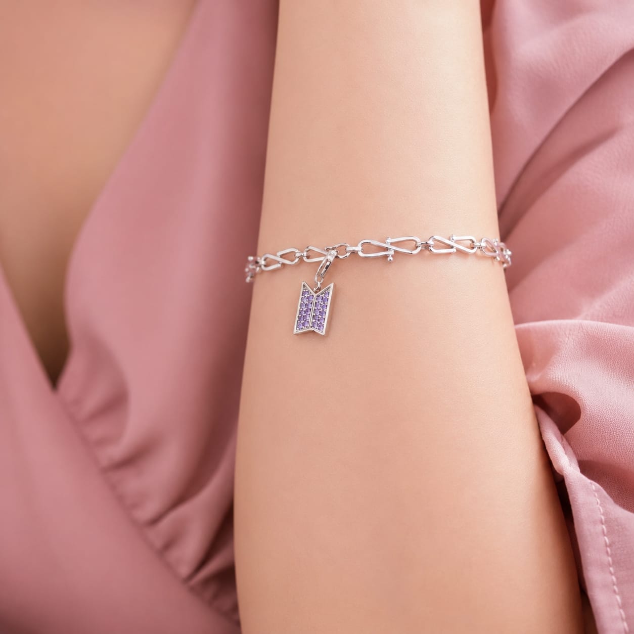 Crystal BTS Logo Charm Bracelet