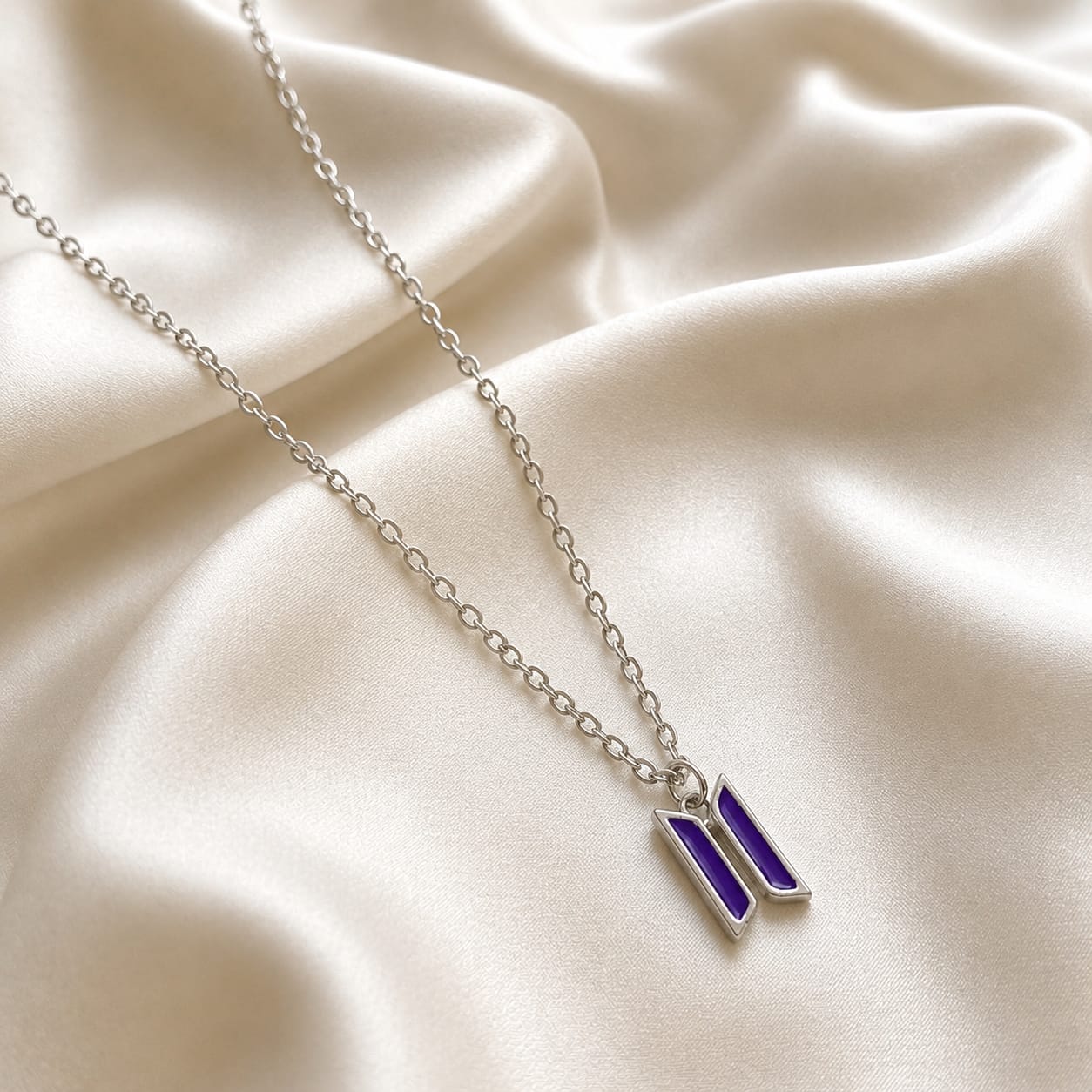 BTS Logo Pendant Necklace | Purple Enamel Charm Chain for ARMY Fans | Korean K-Pop Style Jewellery for BTS ARMY Fans | BTS Band