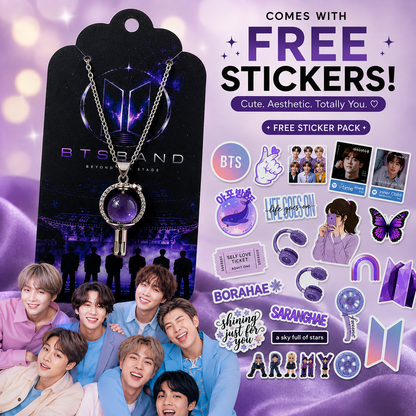 BTS-inspired necklace with free sticker pack