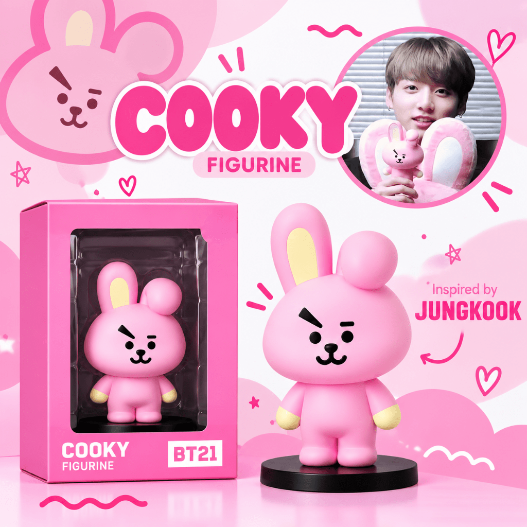 Cooky Figurine | Cute Pink BT21 Character Collectible for K-Pop Fans