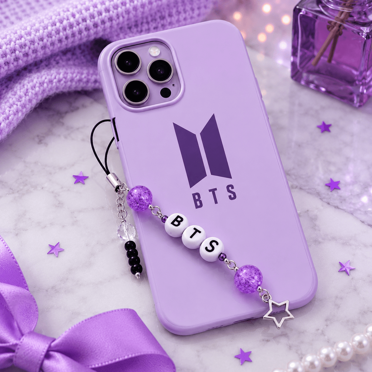 Premium BTS Inspired Purple Phone Charm for Mobile and Bag