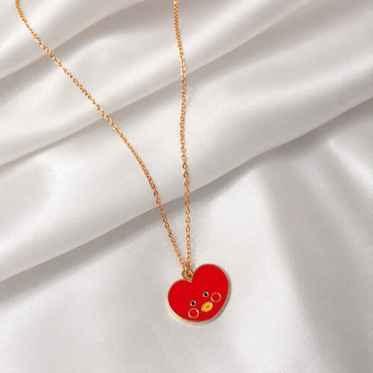Cute Red Heart Pendant Necklace | Korean Style Fashion Chain for Girls for BTS ARMY Fans | BTS Band