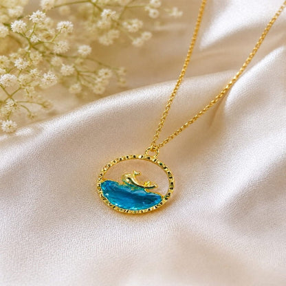 Blue Ocean Wave Pendant Necklace Jewelry
