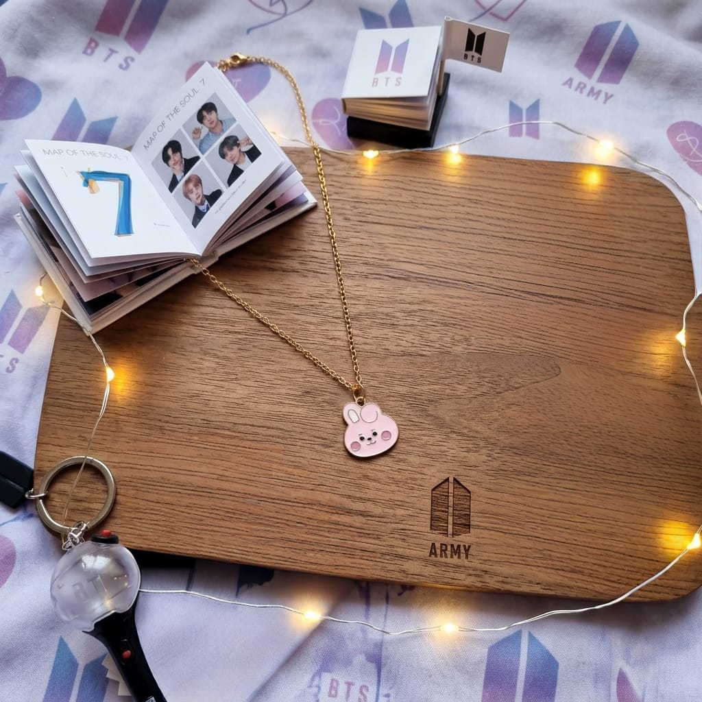 Pink Bunny Enamel Pendant Necklace for Women - BtsBand