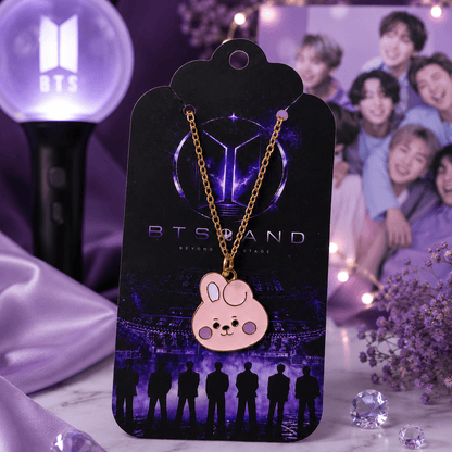 Pink Bunny Enamel Pendant Necklace for Women - BtsBand
