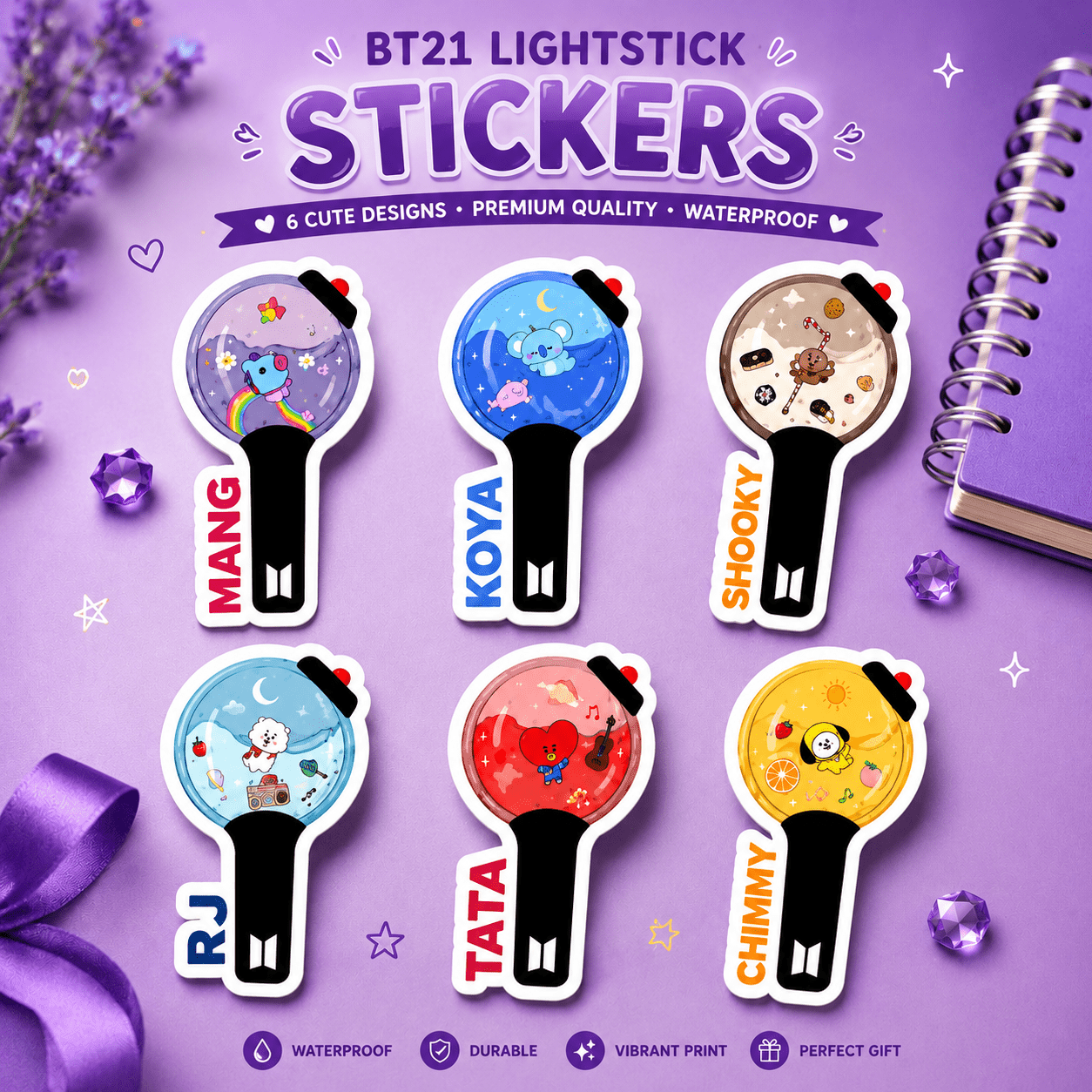 Premium BT21 Lightstick Sticker Pack - BtsBand
