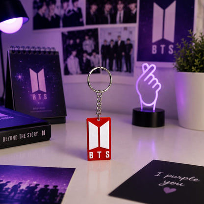 BTS Logo Red Keychain