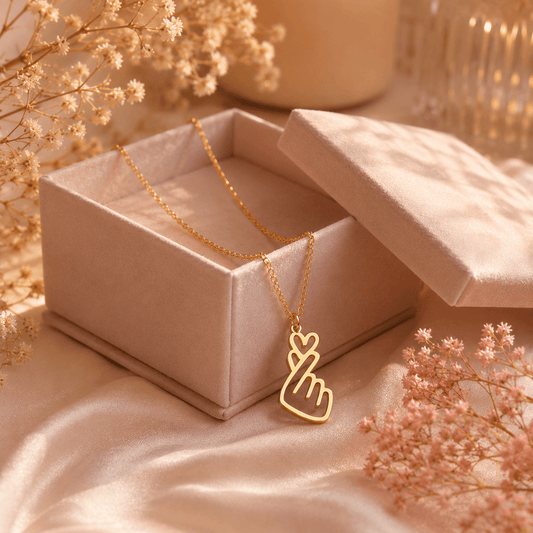 Premium Korean Finger Heart Pendant Necklace - BtsBand