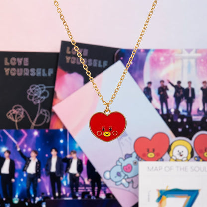 Cute Red Heart Pendant Necklace | Korean Style Fashion Chain for Girls for BTS ARMY Fans | BTS Band