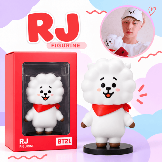 RJ Figurine | Cute White BT21 Character Collectible with Red Scarf