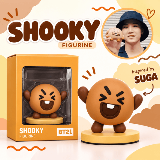 Shooky figurine cute brown K-pop collectible with display box