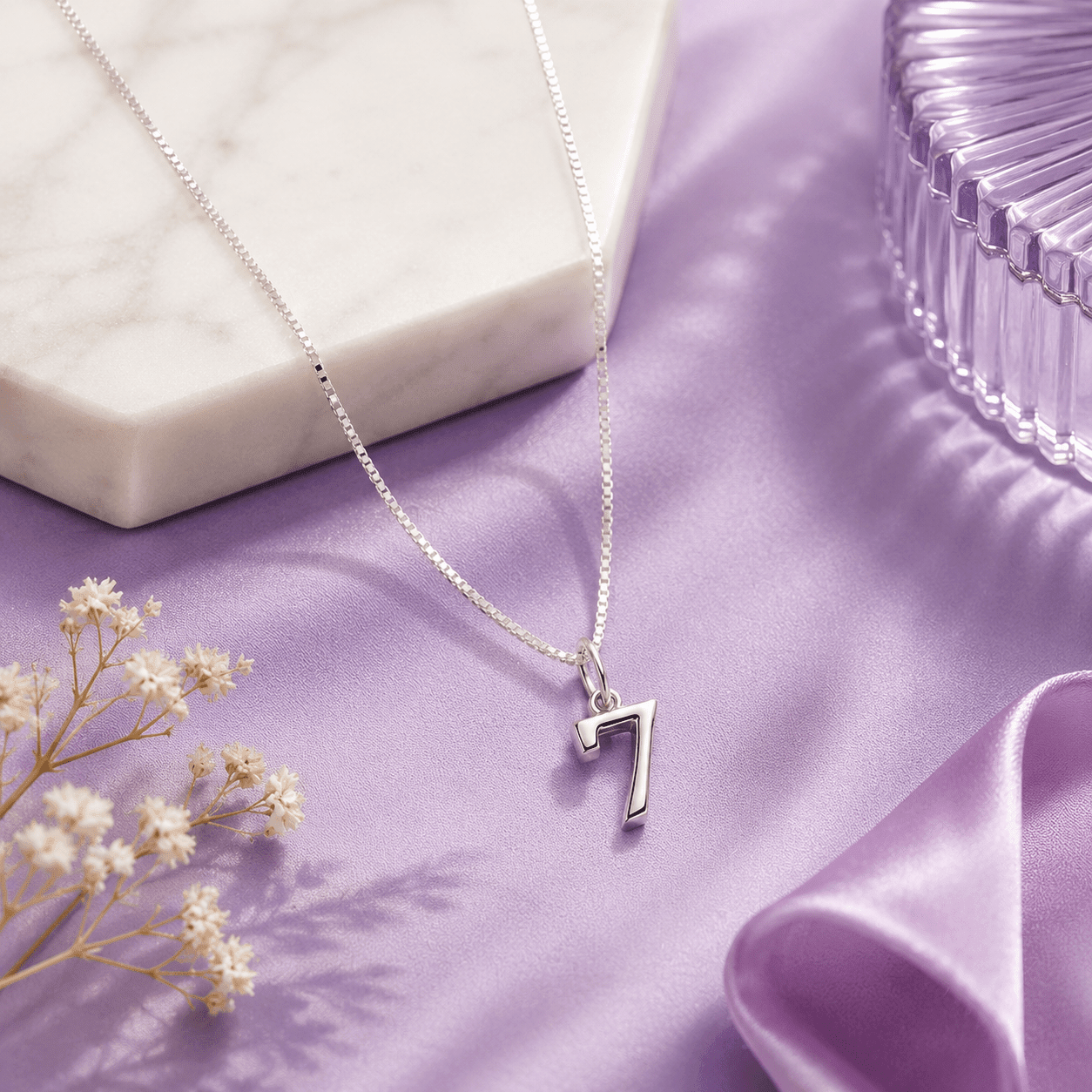 Silver Number 7 Pendant Necklace for Men & Women - BtsBand