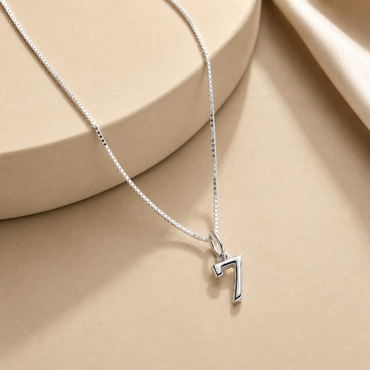 Silver Number 7 Pendant Necklace for Men & Women - BtsBand